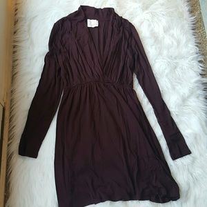 Deep-V long sleeve dress